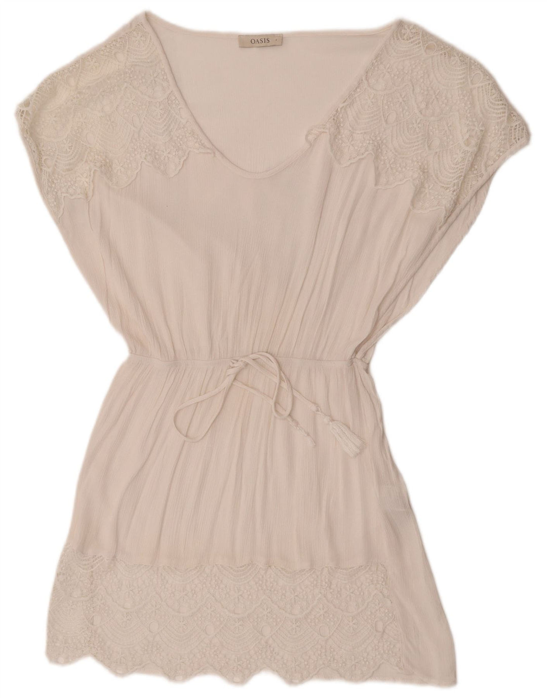 Vestido feminino Oasis A-Line UK 10 pequeno viscose branca