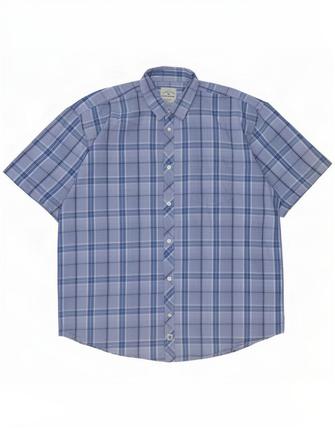 Tom Tailor Camisa masculina de manga curta 2XL Algodão xadrez azul