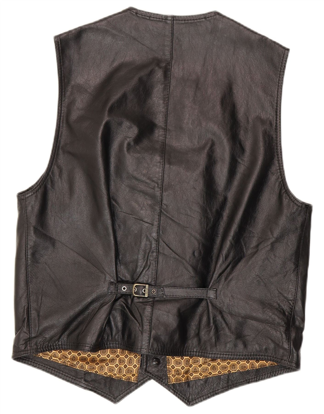 Colete de couro masculino vintage médio couro preto