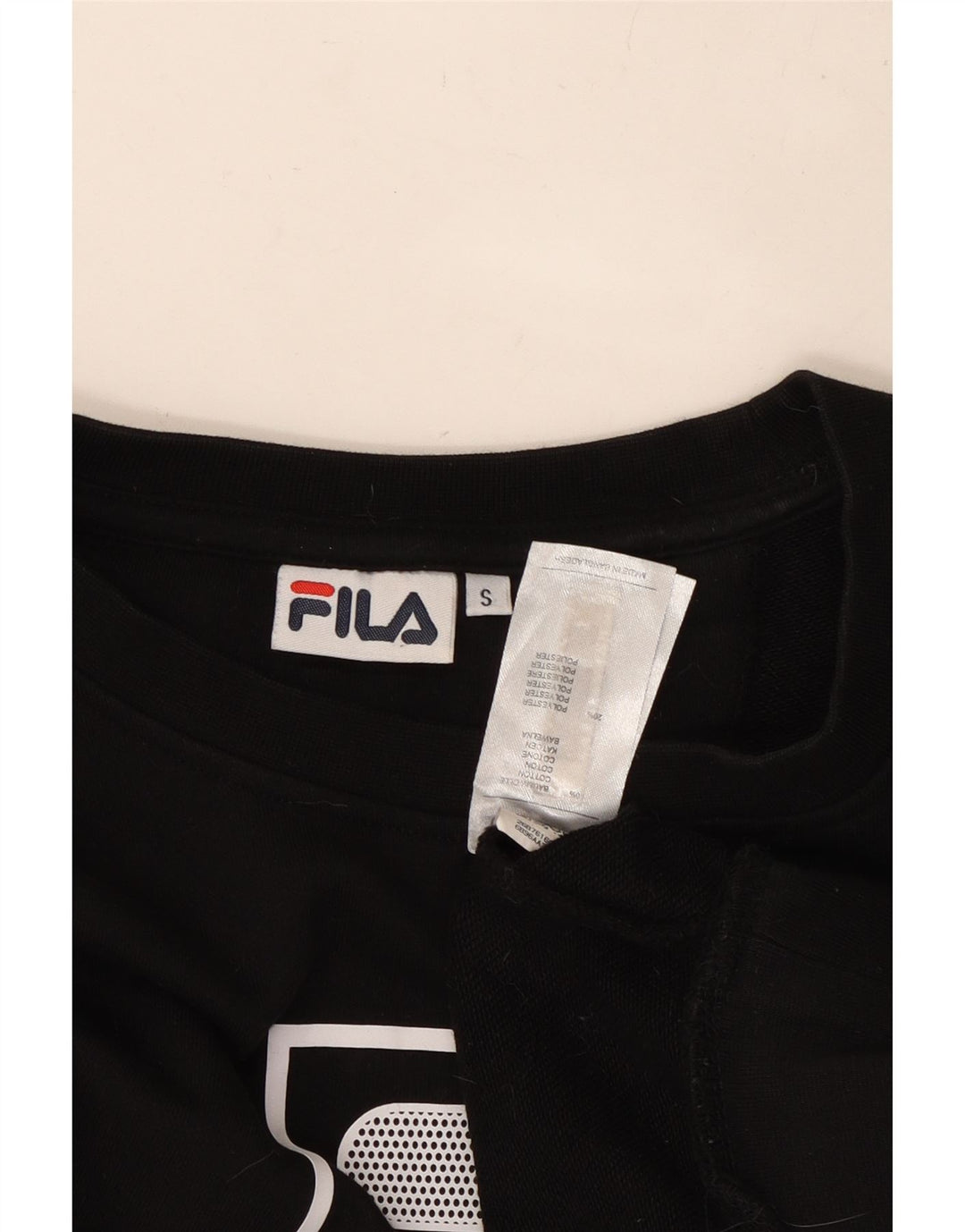 FILA moletom feminino oversized crop gráfico jumper Reino Unido 10 pequeno preto