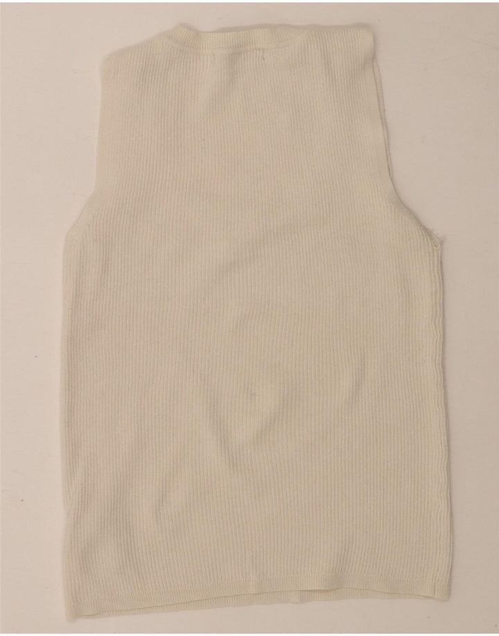 Regata feminina Marks & Spencer com colete curto Reino Unido 12 viscose branca média