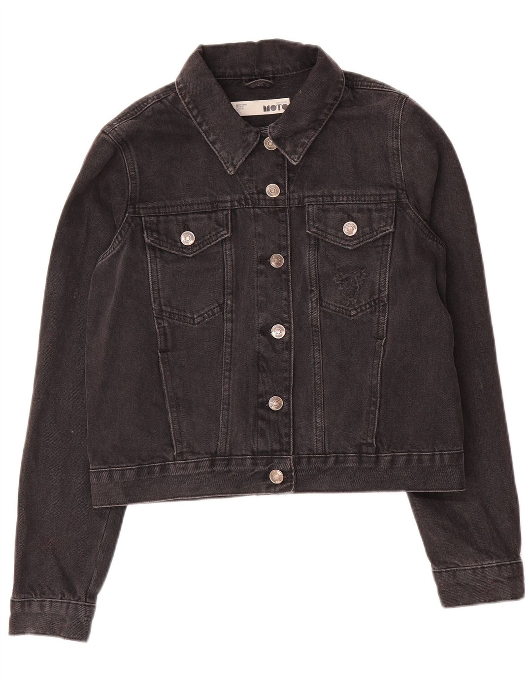Jaqueta jeans feminina Topshop UK 10 pequena cinza
