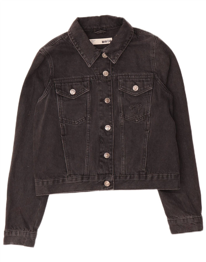 Jaqueta jeans feminina Topshop UK 10 pequena cinza