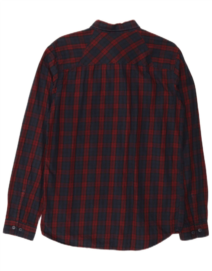 Camisa masculina de flanela Jack & Jones de algodão xadrez azul marinho médio
