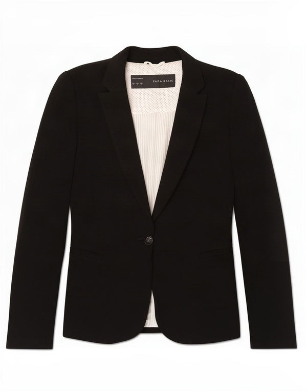Jaqueta blazer feminina Zara com 1 botão Reino Unido 10 pequena preta