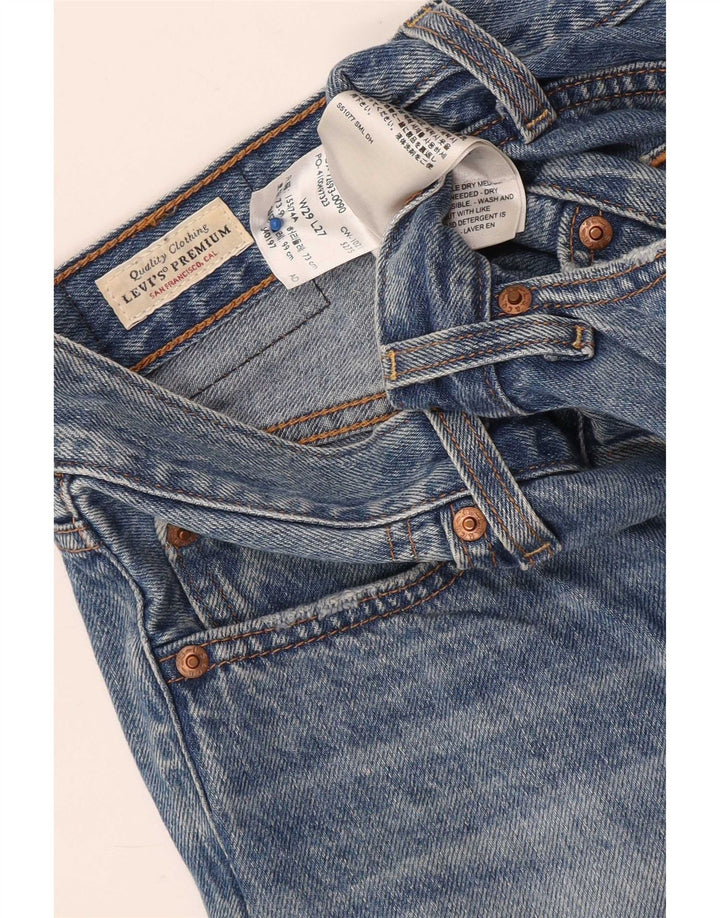 Jeans feminino Levi's Ribcage Distressed Straight W29 L27 Azul Algodão