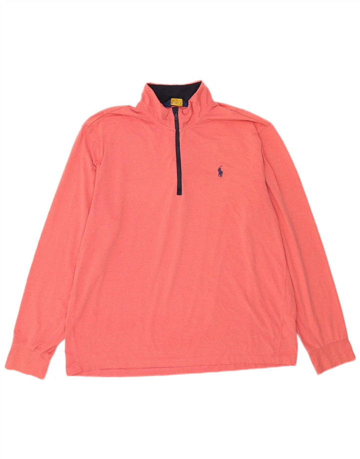 Pulôver masculino Polo Ralph Lauren com zíper e gola alta XL poliéster rosa