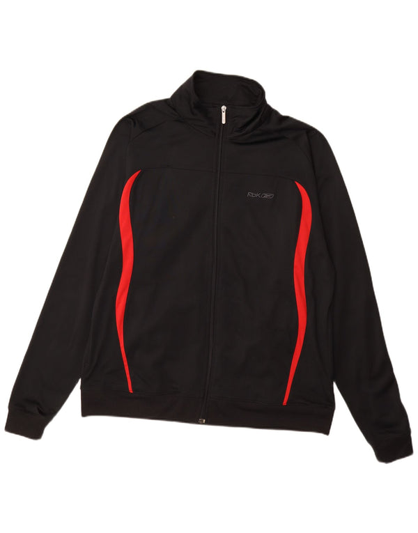 REEBOK Mens Treino Top Jaqueta Grande Poliéster Colourblock Preto