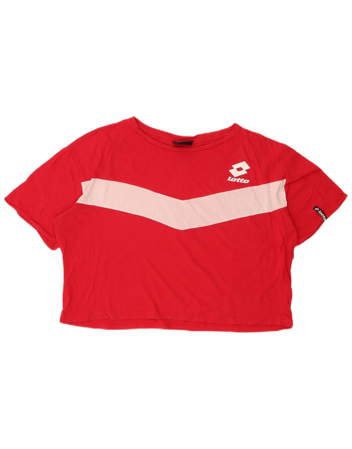 LOTTO Camiseta Feminina Crop Oversized Top UK 18 XL Vermelho Colorblock Algodão