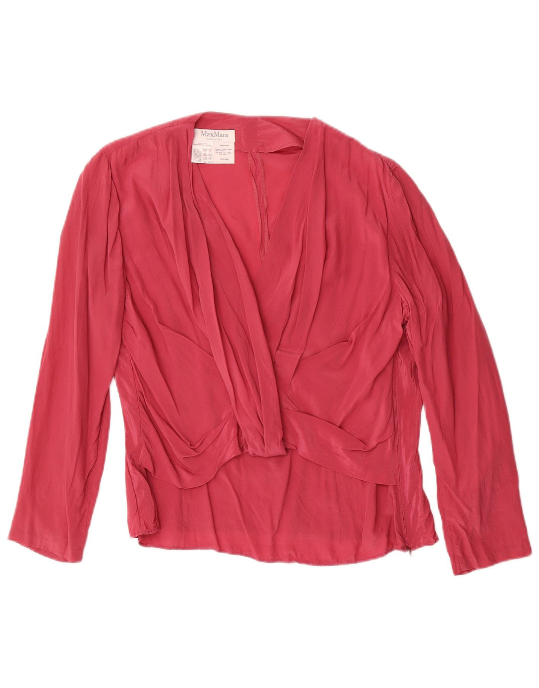 Blusa feminina de manga comprida Max Mara UK 16 grande seda vermelha