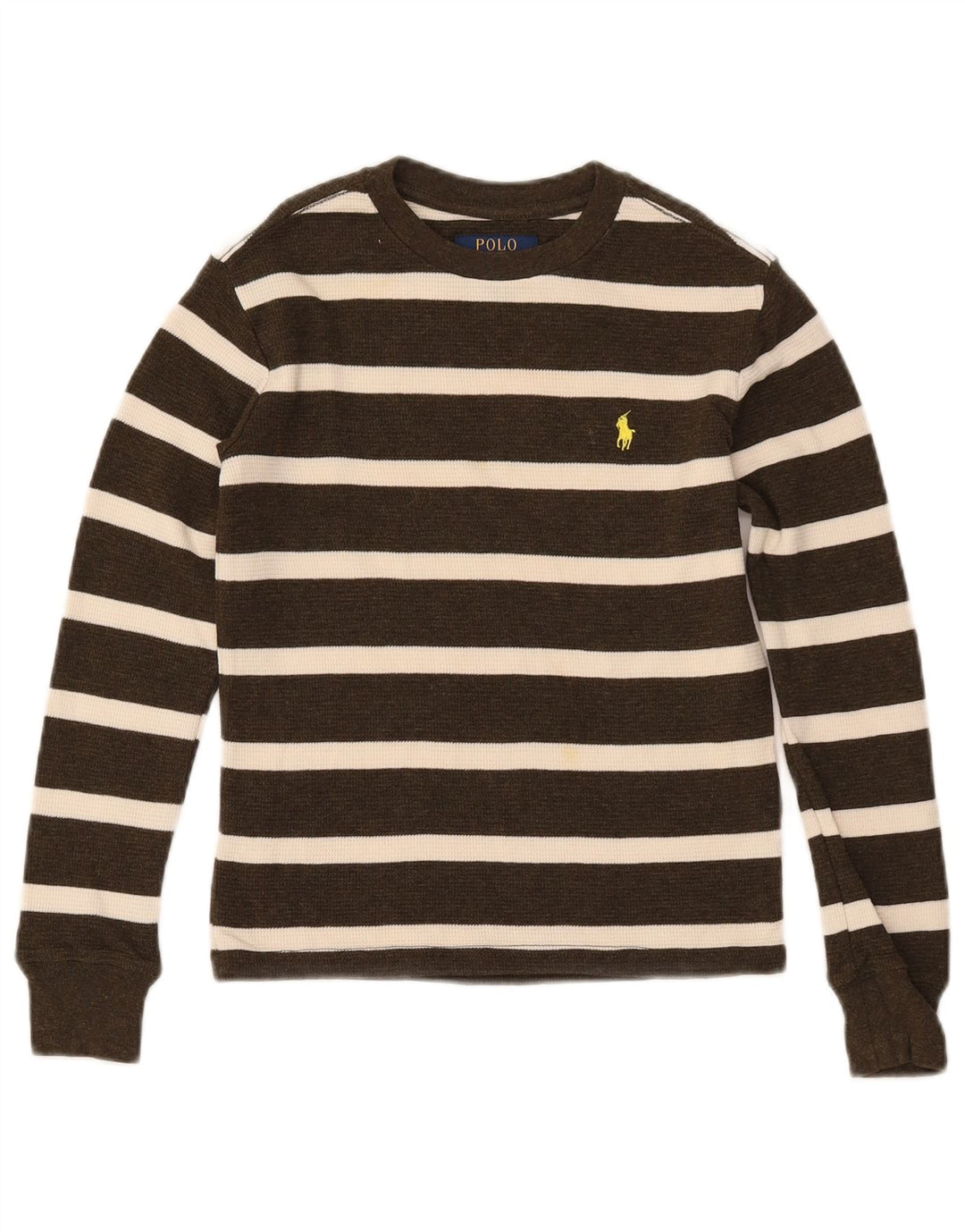 Suéter masculino POLO RALPH LAUREN com gola canoa 7-8 anos pequeno cáqui
