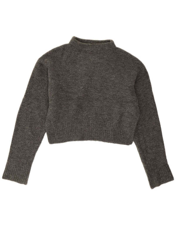 Suéter feminino Zara com corte solto e gola tartaruga Reino Unido 6 XS cinza manchado