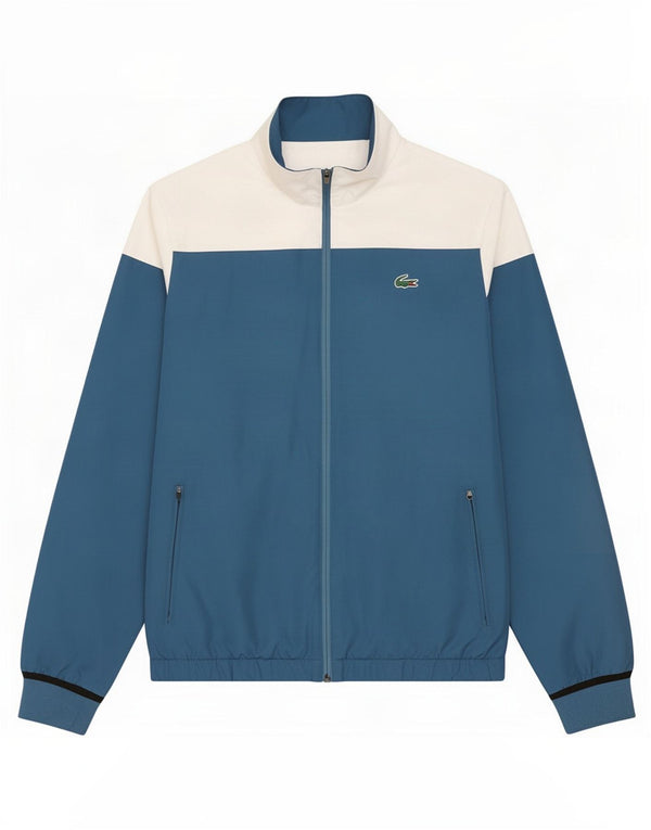 Lacoste Mens Graphic Tracksuit Top Jacket Tamanho 3 Small Blue Colourblock