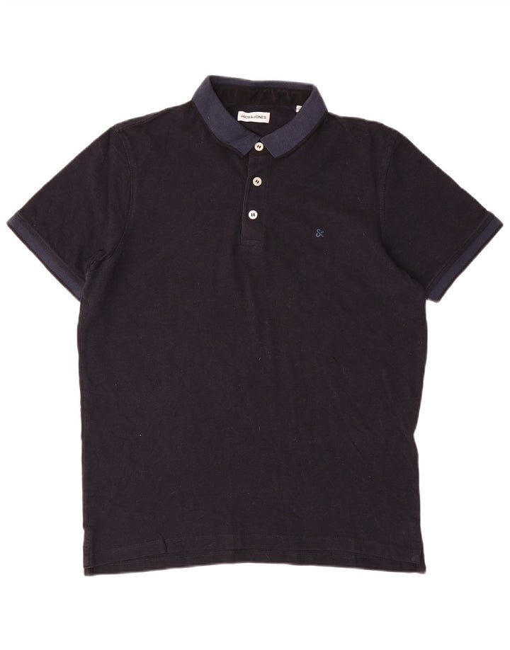 Camisa polo masculina Jack & Jones grande bloco colorido azul marinho