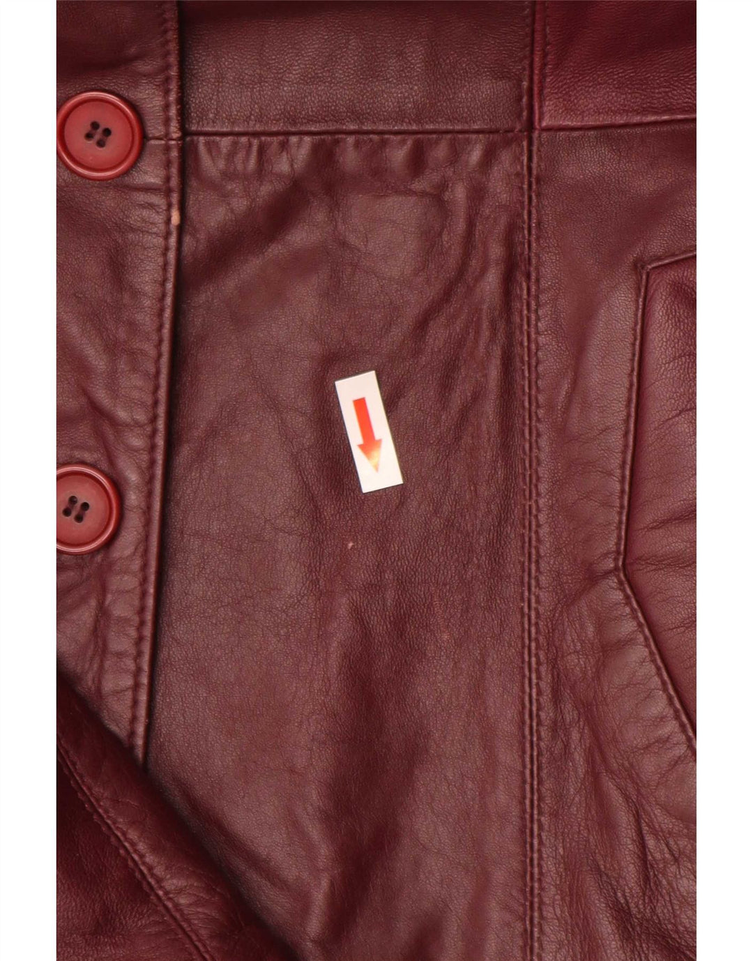 Jaqueta blazer de couro feminina vintage com 4 botões Reino Unido 10 pequena Borgonha