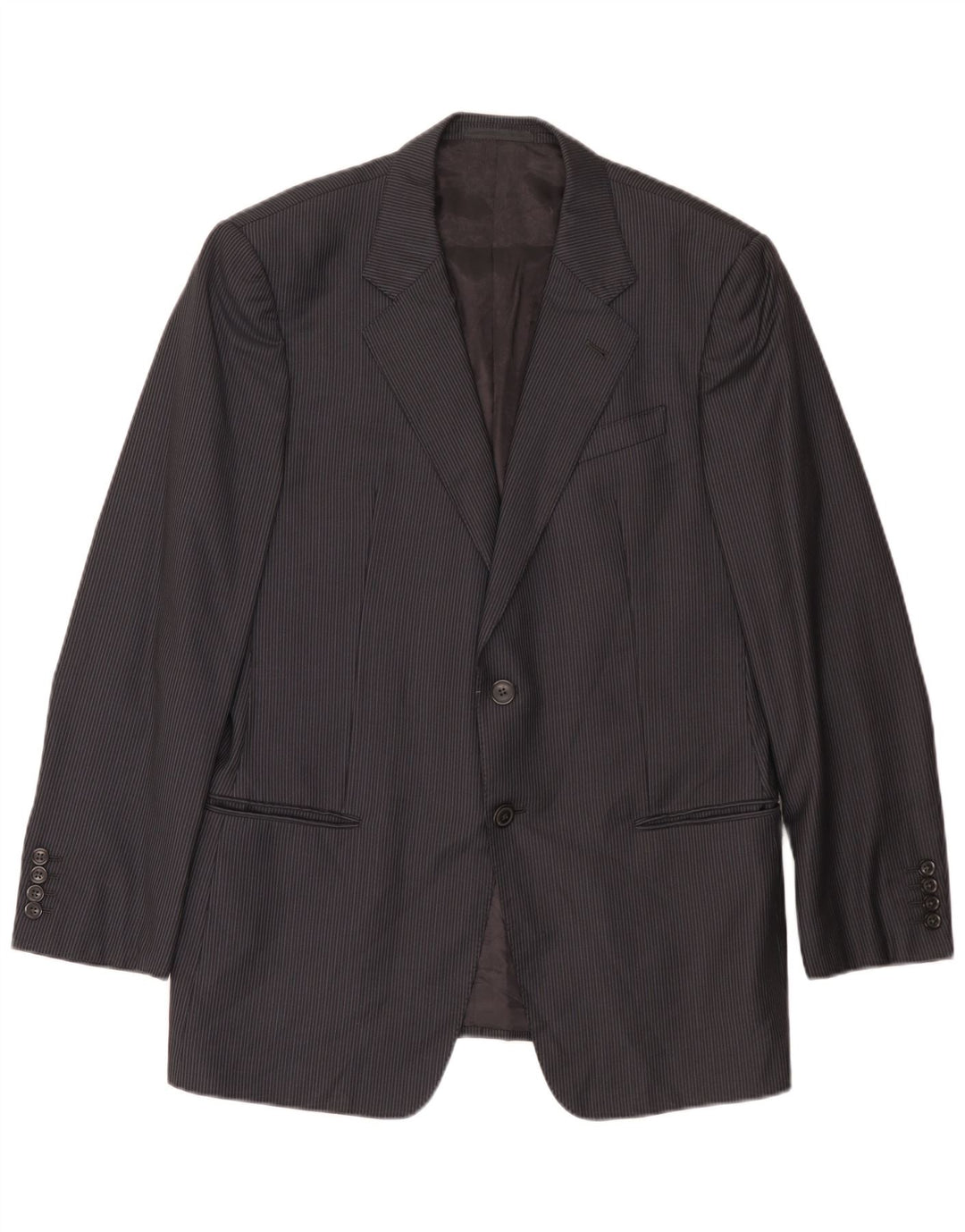 Jaqueta blazer masculina Armani Collezioni com 2 botões IT 52 grande lã listrada cinza