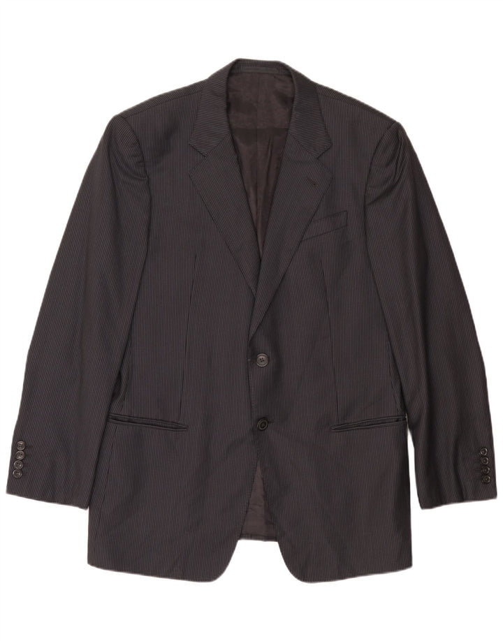 Jaqueta blazer masculina Armani Collezioni com 2 botões IT 52 grande lã listrada cinza