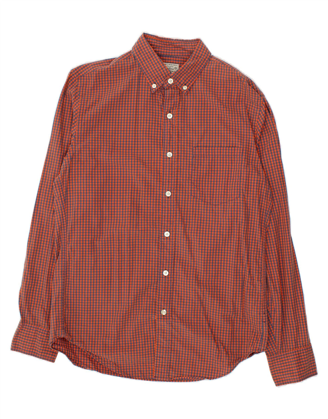 J. CREW Mens Tailored Fit Shirt Small Orange Gingham Cotton Vintage J. Crew and Second-Hand J. Crew from Messina Hembry 
