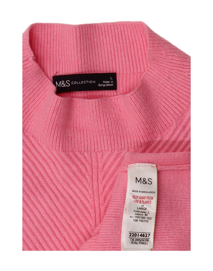 Suéter feminino Marks & Spencer com gola tartaruga Reino Unido 16 grande viscose rosa