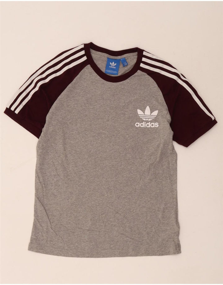 Camiseta masculina Adidas Top cinza médio colorblock algodão