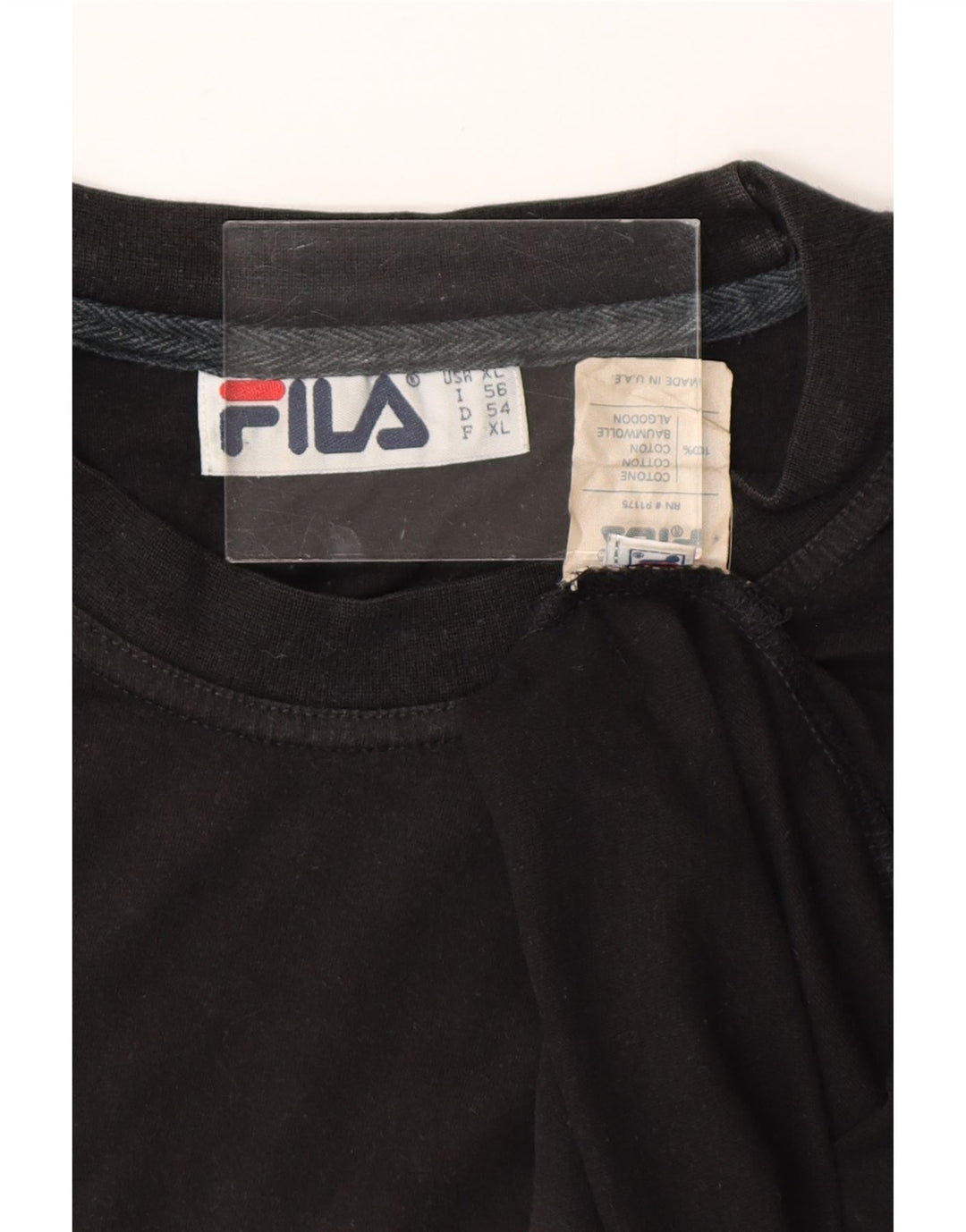 Camiseta masculina gráfica FILA Top XL algodão preto