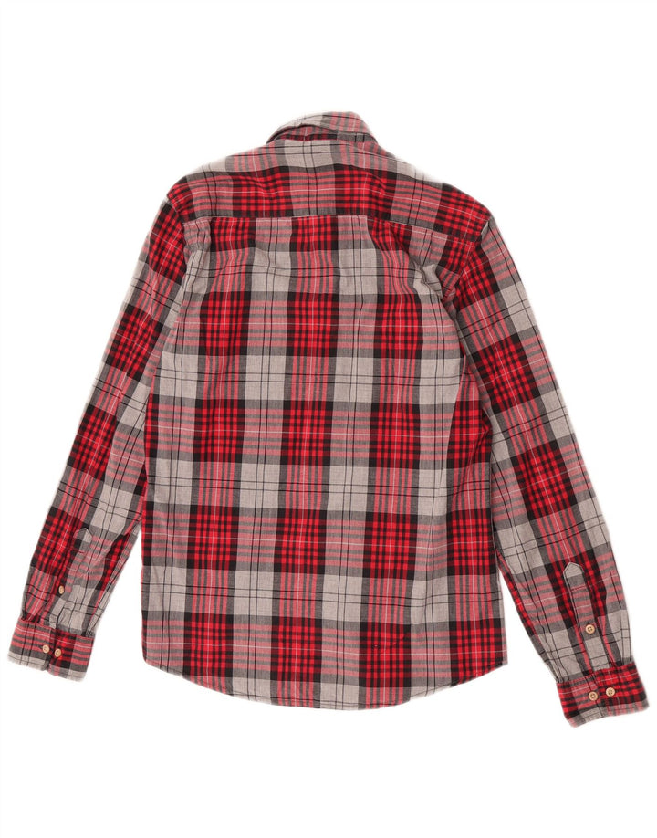 Camisa masculina de flanela Jack & Jones pequena xadrez vermelha de algodão