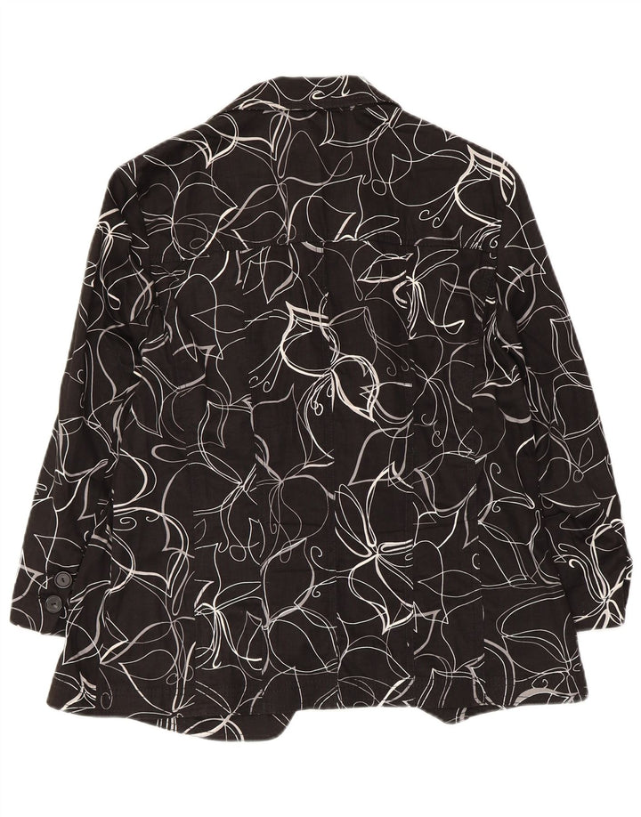 Jaqueta blazer feminina Perte by Krizia com 3 botões Reino Unido 12 médio preto floral