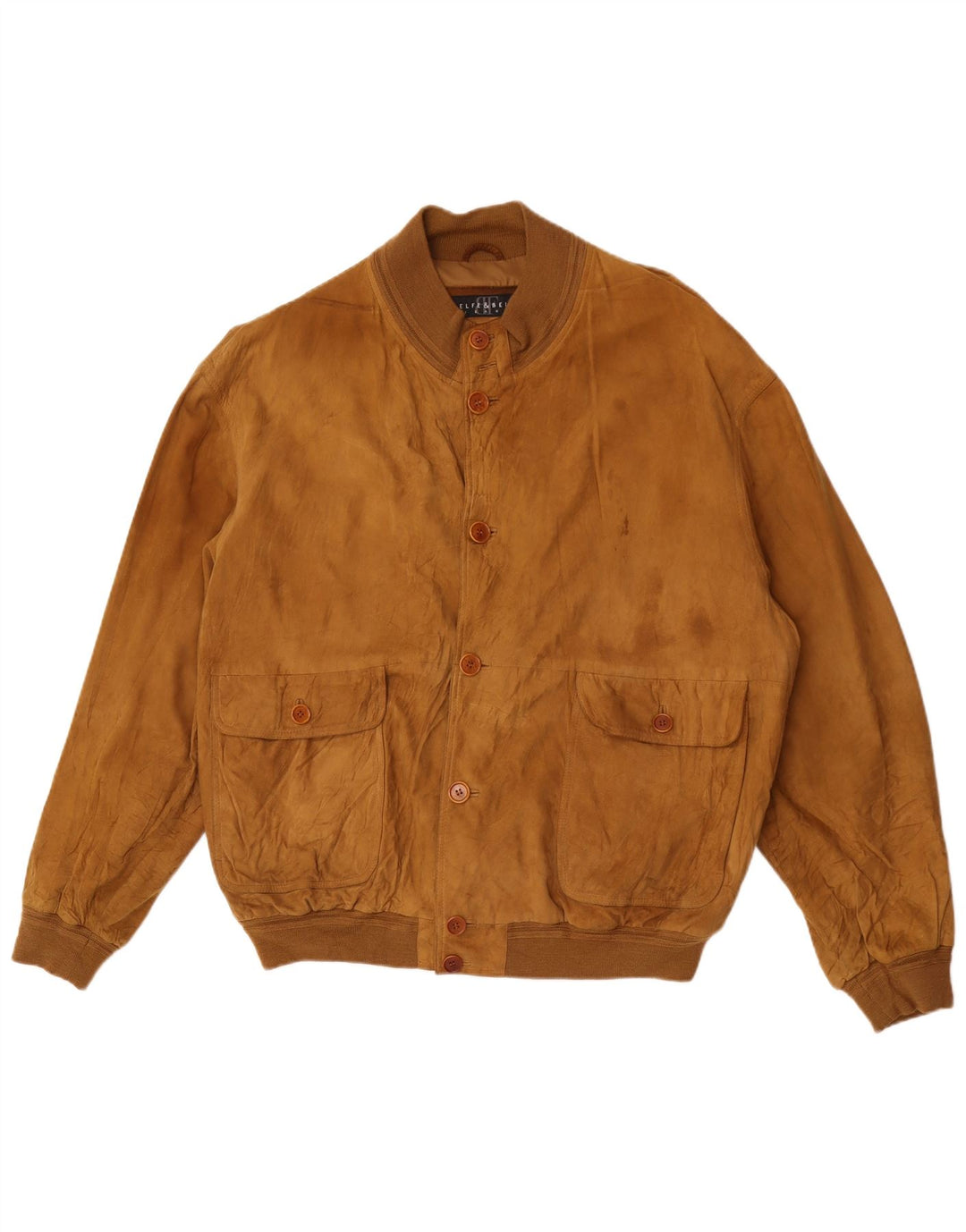 Belfe & Belfe Jaqueta bomber masculina de camurça IT 60 5XL couro marrom