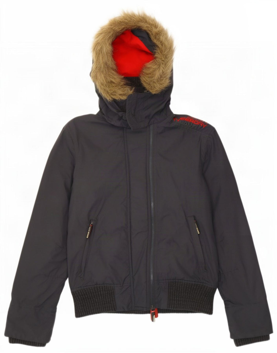 Superdry Womens The Windbomber Hooded Oversized Bomber Jacket UK 6 XS Cinza