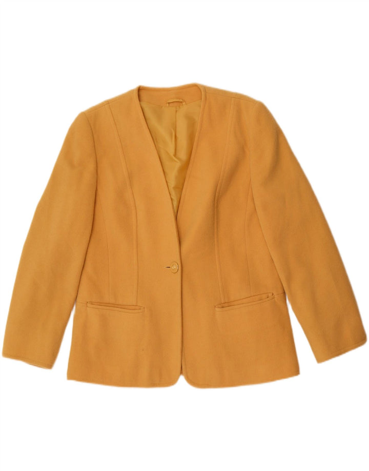 Jaqueta blazer feminina First Avenue com 1 botão Reino Unido 14 lã amarela média