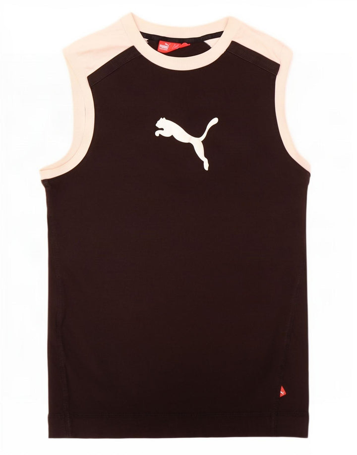 Puma masculino gráfico colete top médio preto colorblock algodão