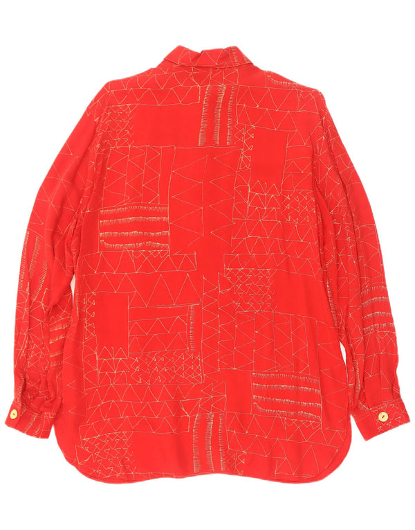 Divina Camisa Feminina Blusa EU 38 Médio Vermelho Geométrico Cupro