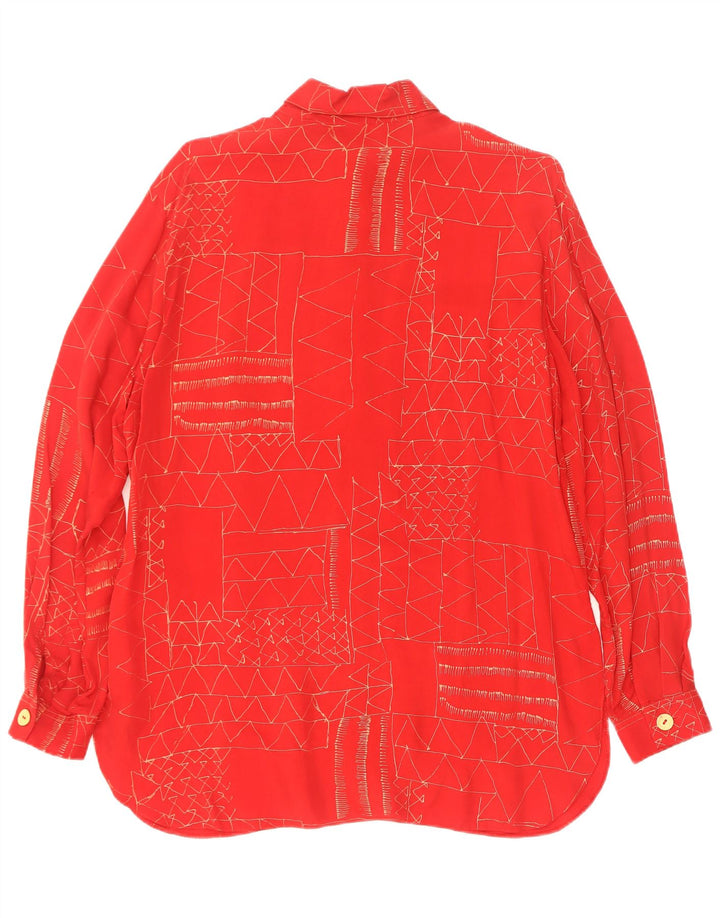 Divina Camisa Feminina Blusa EU 38 Médio Vermelho Geométrico Cupro