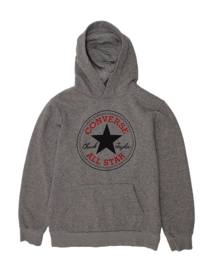 CONVERSE Boys Graphic Hoodie Jumper 12-13 Years Large  Grey Cotton Vintage Converse and Second-Hand Converse from Messina Hembry 