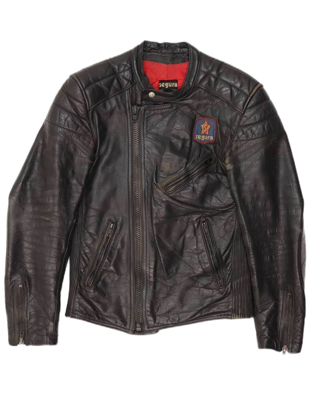 Segura Jaqueta masculina de couro para motociclista IT 44 XS Couro preto