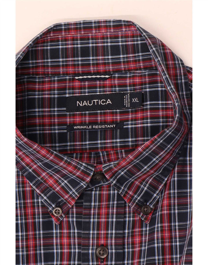 Camisa masculina Nautica 2XL algodão xadrez azul marinho