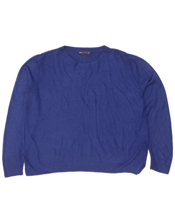 Suéter feminino Marks & Spencer com gola canoa grande Reino Unido 20 2XL azul