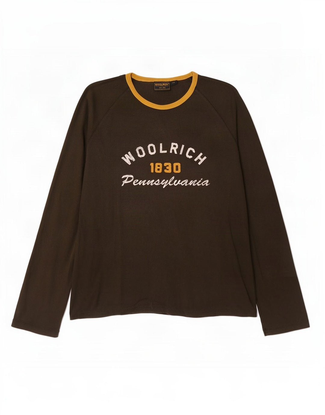 Woolrich masculino gráfico top manga comprida 2XL algodão marrom