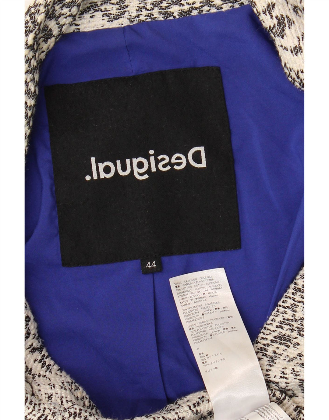 Sobretudo feminino Desigual com padrão abstrato EU 44 XL algodão branco