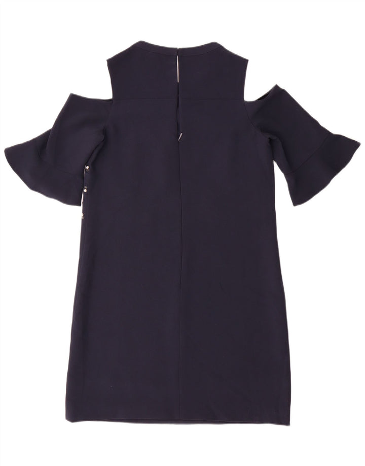Whistles Mulheres Fora Do Ombro Vestido UK 10 Pequeno Poliéster Azul Marinho