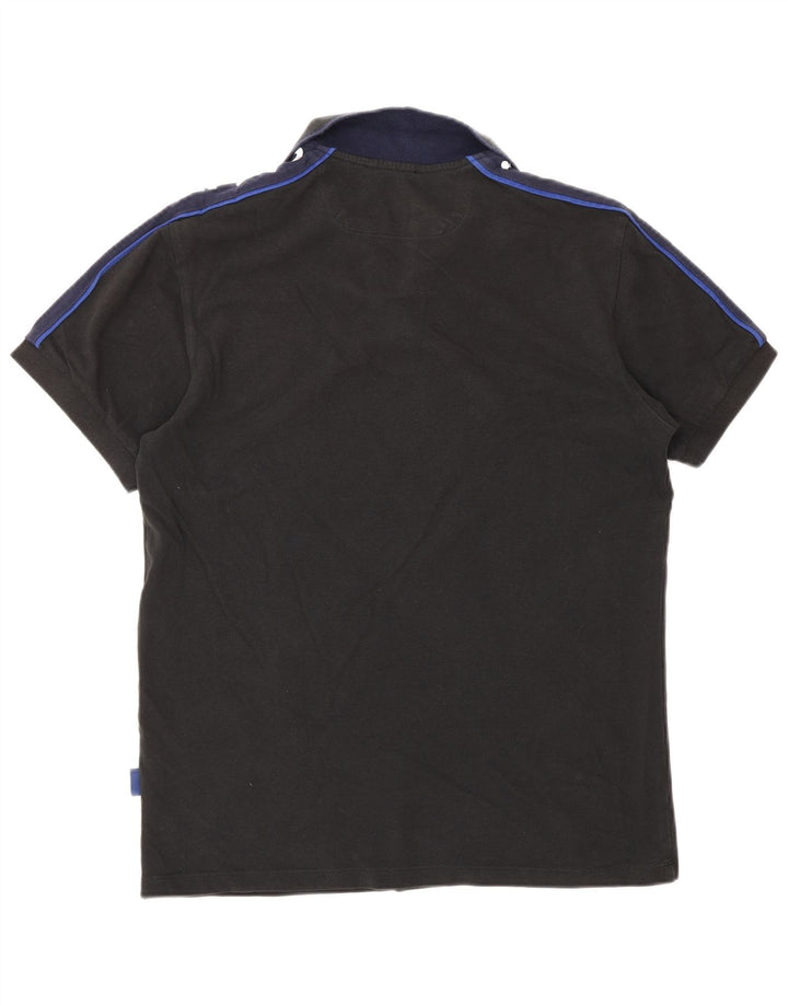 Camisa polo gráfica masculina Gas médio preto colorblock algodão
