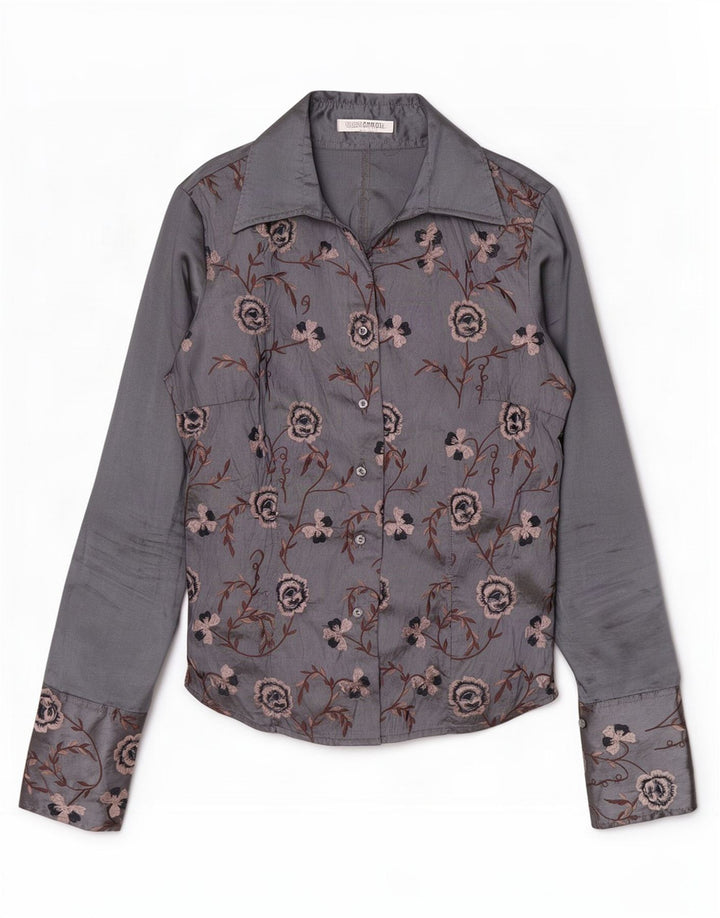Blusa feminina Naracamicie UK 12 poliéster floral cinza médio