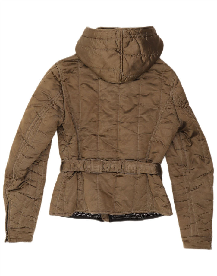 Jaqueta feminina acolchoada com capuz Refrigiwear UK 14 poliamida marrom médio