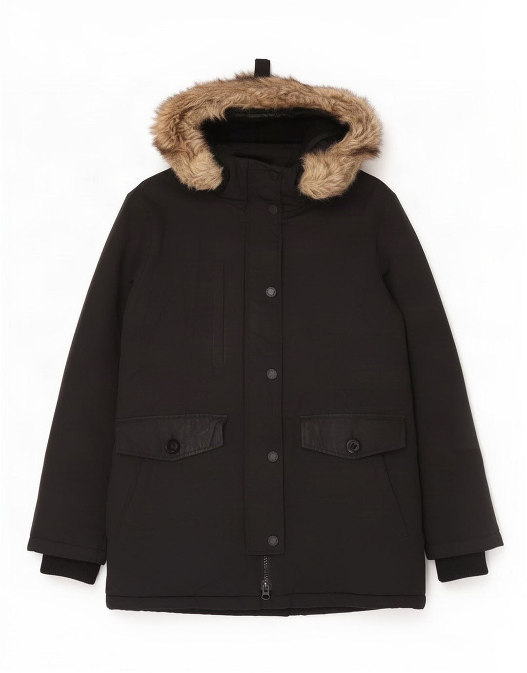 Jaqueta Parka Feminina Superdry com Capuz Reino Unido 12 Médio Preto Nylon