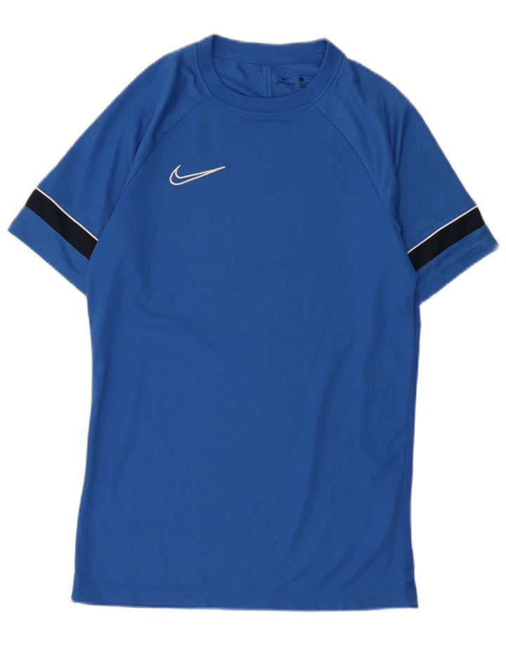 Camiseta masculina NIKE Dri Fit Top pequeno azul colorblock poliéster