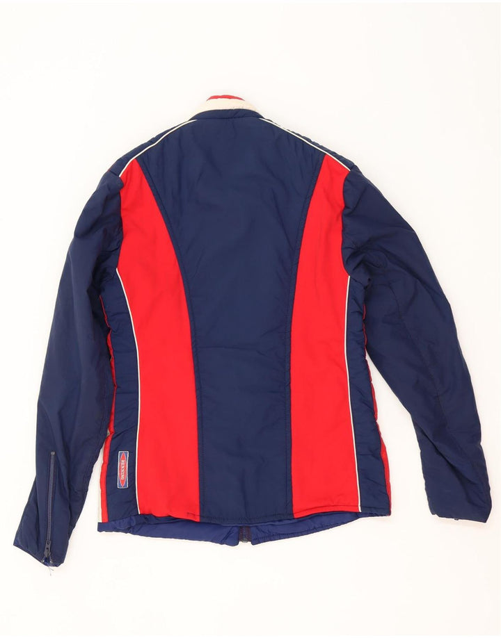Jaqueta acolchoada leve masculina vintage pequena colorblock azul marinho