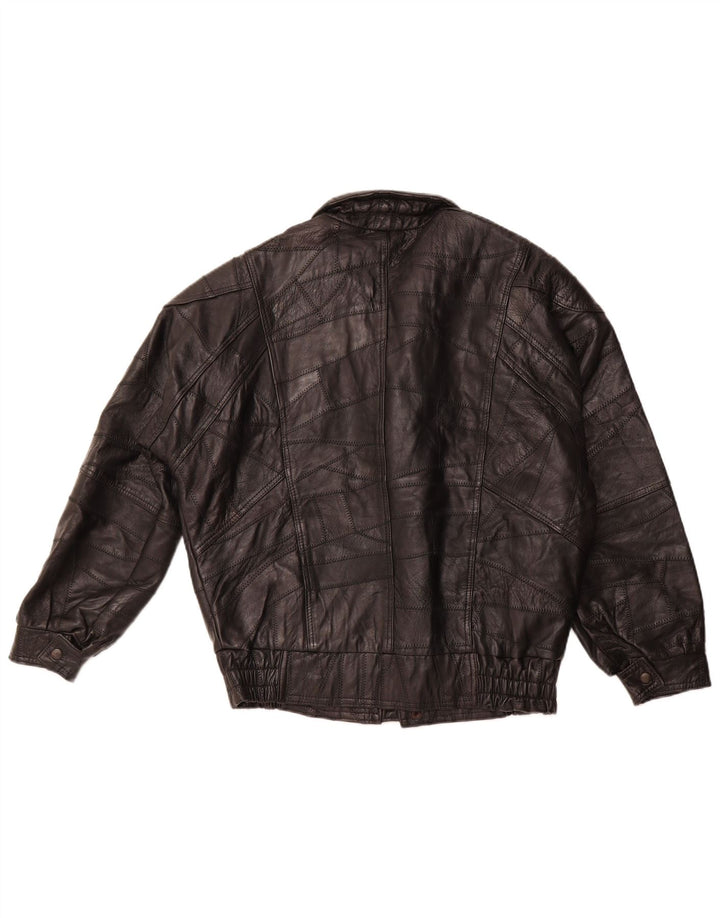 Jaqueta de couro masculina VINTAGE militar solta ajuste Reino Unido 36 pequenos retalhos pretos