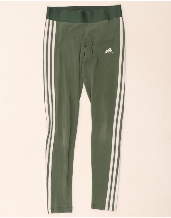 Adidas Womens Leggings UK 8/10 Pequeno Verde Algodão