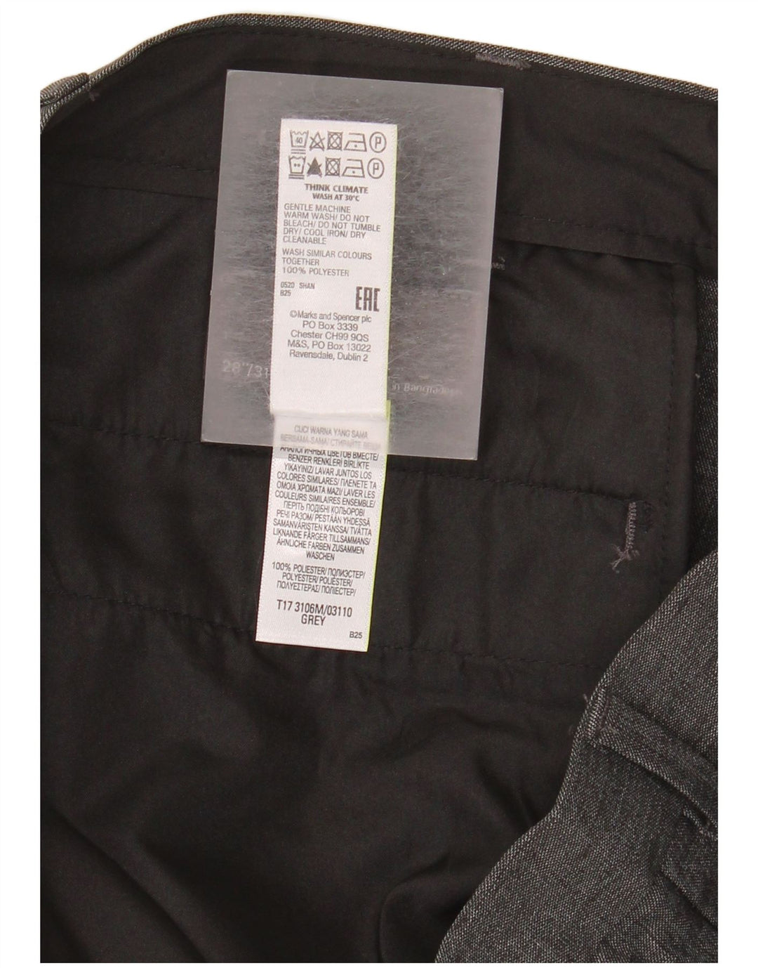 Calça Chino Slim Masculina Marks & Spencer W28 L31 Cinza Poliéster