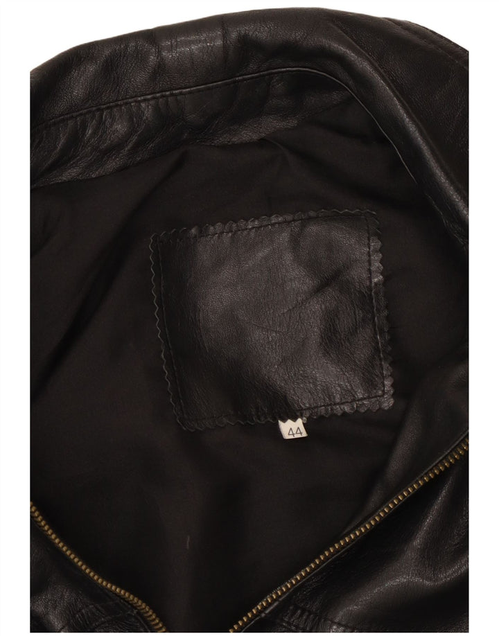 Jaqueta de couro feminina vintage IT 44 couro preto médio